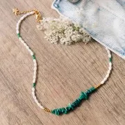 Perles olive en nacre 5.5x3 mm x39cm