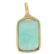 Breloque rectangle facettée en gemme 11x6 mm - Doré à l'or fin - Amazonite x1|raw }}