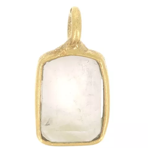 Breloque rectangle facettée en pierre gemme 10x5 mm - Doré à l'or fin - Quartz Rose x1