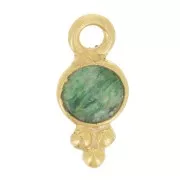 Breloque ronde facettée avec petites boules 10.5x5 mm - Doré à l'or fin - Aventurine x1