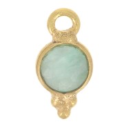 Breloque ronde facettée avec petites boules 9x5 mm - Doré à l'or fin - Amazonite x1
