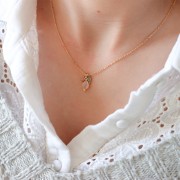 Breloque ovale facettée avec petites boules 10x4 mm - Doré à l'or fin - Quartz fumé x1