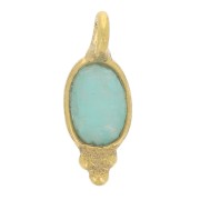 Breloque ovale facettée avec petites boules 12x5 mm - Doré à l'or fin - Amazonite|raw }}