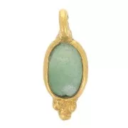 Breloque ovale facettée avec petites boules 12x5 mm - Doré à l'or fin - Aventurine