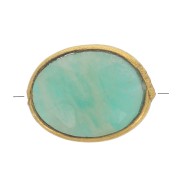 Perle ovale facettée 9x7 mm en pierre gemme - Doré à l'or fin - Amazonite x1