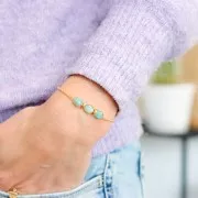 Perle ovale facettée 9x7 mm en pierre gemme - Doré à l'or fin - Amazonite x1