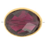 Perle ovale facettée 9x7 mm en pierre gemme - Doré à l'or fin - Grenat x1|raw }}
