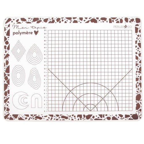 Tapis de modelage pour pâte polymère 40x30 cm by Perles and Co - Blanc - Marron x1