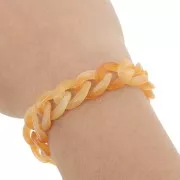 Chaîne acrylique maille gourmette 13 mm - Abricot Marbré x1m