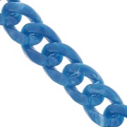 Chaîne acrylique maille gourmette 13 mm - Bleu pétrole Marbré x1m