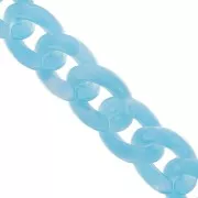 Chaîne acrylique maille gourmette 13 mm - Bleu clair Marbré x1m