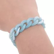 Chaîne acrylique maille gourmette 13 mm - Bleu clair Marbré x1m