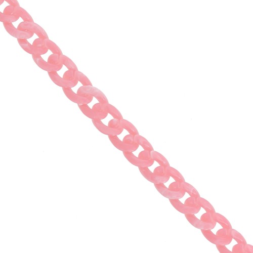 Chaîne acrylique maille gourmette 13 mm - Rose Marbré x1m