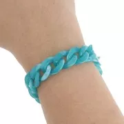 Chaîne acrylique maille gourmette 13 mm - Turquoise Marbré x1m