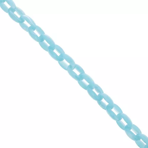 Chaîne acrylique maille forçat 11 mm - Bleu clair Marbré x1m