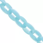 Chaîne acrylique maille forçat 11 mm - Bleu clair Marbré x1m