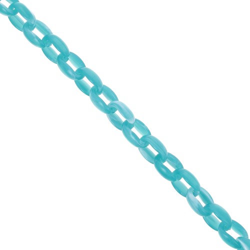 Chaîne acrylique maille forçat 11 mm - Turquoise Marbré x1m