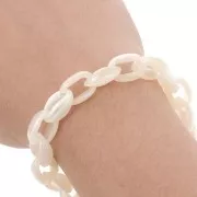 Chaîne acrylique maille forçat 11 mm - Ivoire Marbré x1m