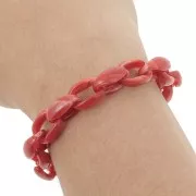 Chaîne acrylique maille forçat 11 mm - Rouge corail Marbré x1m