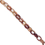 Chaîne acrylique maille forçat 11 mm - Ecaille de tortue - Marron - Beige x1m