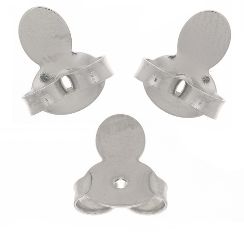 Poussoirs - Poussettes languettes pour clous d'oreilles 9x8mm - Rhodié x6