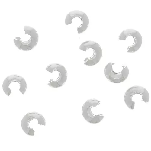 Caches perles à écraser 2 mm - Placage argent fin x25