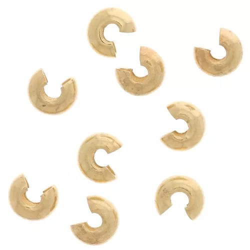 Caches perles à écraser 3 mm - Doré à l'or fin x25