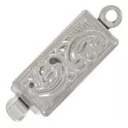 Fermoir rectangle à clipser 18x6 mm - motif arabesques - White Bronze x1