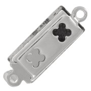 Fermoir rectangle à clipser 18x6 mm - motif arabesques - White Bronze x1