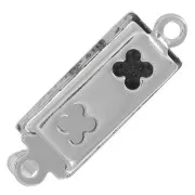 Fermoir rectangle à clipser 18x6 mm - motif arabesques - White Bronze x1
