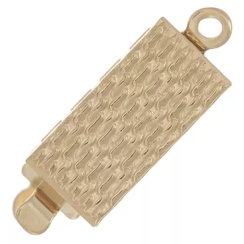 Fermoir rectangle texturé à clipser 18x6 mm - Doré x1