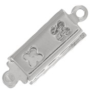 Fermoir rectangle texturé à clipser 18x6 mm - Rhodié x1