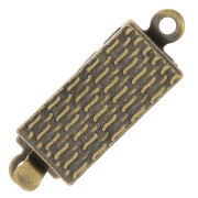 Fermoir rectangle texturé à clipser 18x6 mm - Bronze x1