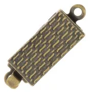 Fermoir rectangle texturé à clipser 18x6 mm - Bronze x1