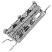 Fermoir rectangle à clipser travaillé et petites boules 18x6.5mm - Argenté vieilli