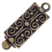 Fermoir rectangle à clipser travaillé et petites boules 18x6.5 mm - Bronze x1|raw }}