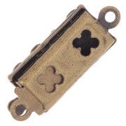 Fermoir rectangle à clipser travaillé et petites boules 18x6.5 mm - Bronze x1