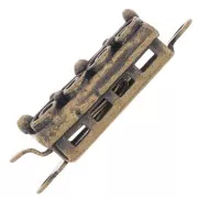 Fermoir rectangle à clipser travaillé et petites boules 18x6.5 mm - Bronze x1