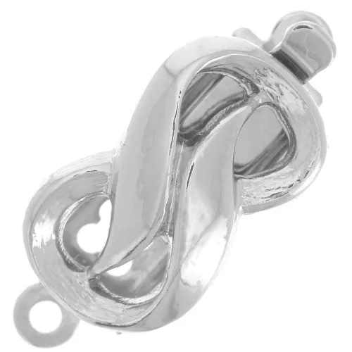Fermoir rectangle à clipser 18x8 mm - motif infini - White Bronze x1