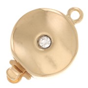 Fermoir rond à clipser strassé 17.5x12 mm - Doré - Crystal x1|raw }}