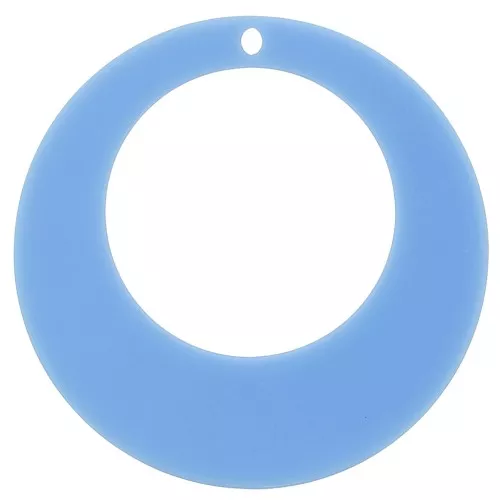 Pendentif rond évidé en acrylique 50 mm - Bleu ciel x1