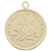 Breloque pièce de monnaie 16mm - 1 Franc - Argent 925 Doré à l'or fin x1|raw }}