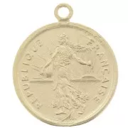 Breloque pièce de monnaie 16mm - 1 Franc - Argent 925 Doré à l'or fin x1