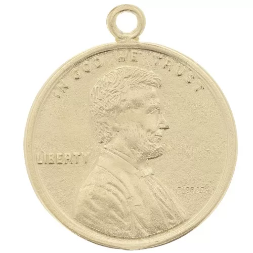 Breloque pièce de monnaie 16mm - 1 Cent - Argent 925 Doré à l'or fin x1