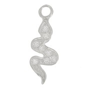 Breloque serpent avec oxydes de zirconium 15x5 mm - Argent 925 - Crystal x1