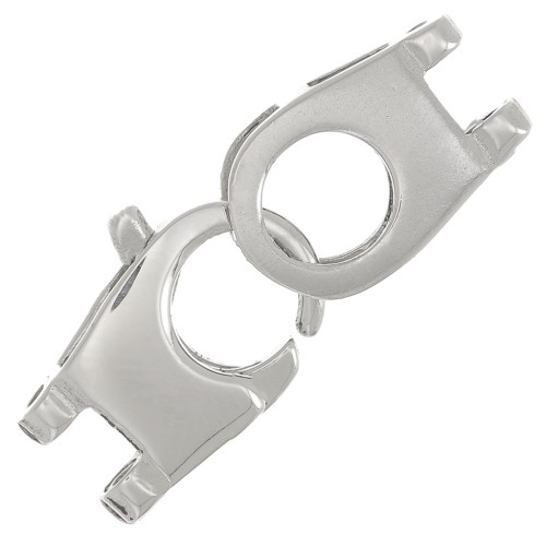 Fermoir mousqueton 2 rangs pour tissage 24x10 mm - Argent 925 x1