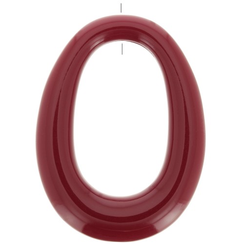 Pendentif ovale évidé en résine opaque 44x33 mm - Bordeaux x1