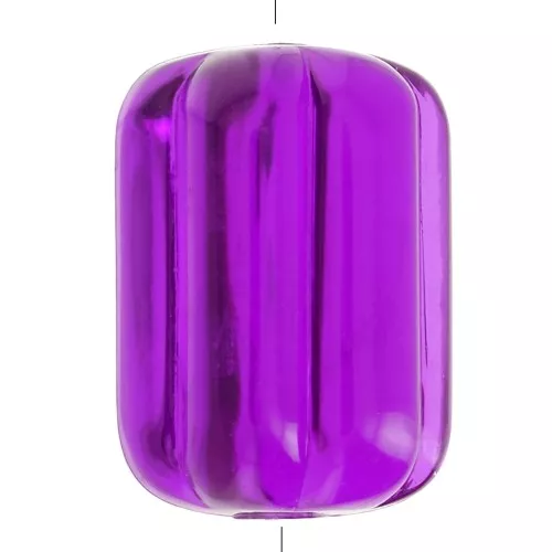 Perle tube striée 25x18 mm en résine transparente - Violet x1