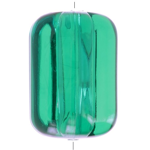 Perle tube striée 25x18 mm en résine transparente - Vert foncé x1