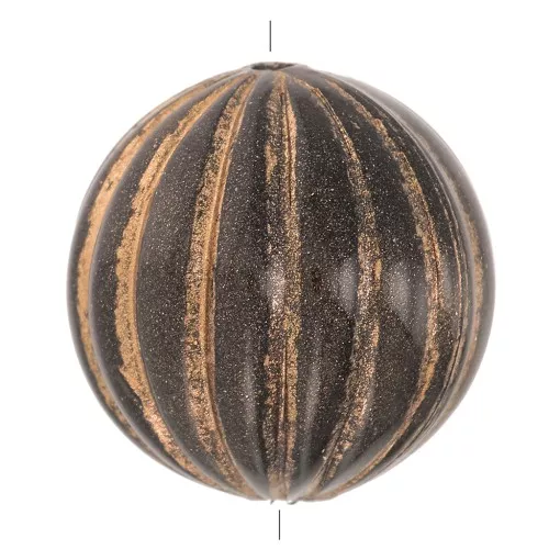 Perle ronde striée en résine opaque 14 mm - Bronze x1